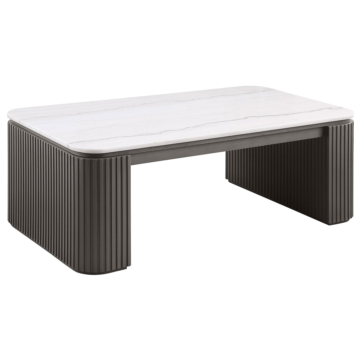 Lior 2-Piece Rectangular Marble Top Coffee and End Table Set Charcoal