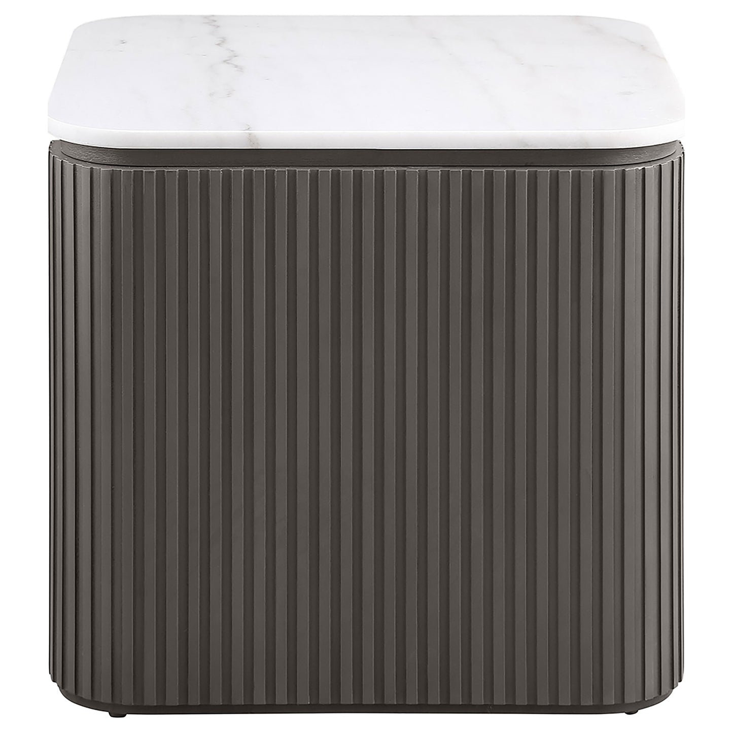 Lior 2-Piece Rectangular Marble Top Coffee and End Table Set Charcoal
