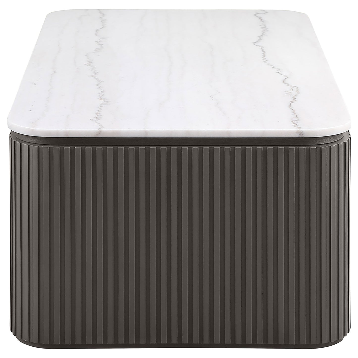 Lior 2-Piece Rectangular Marble Top Coffee and End Table Set Charcoal