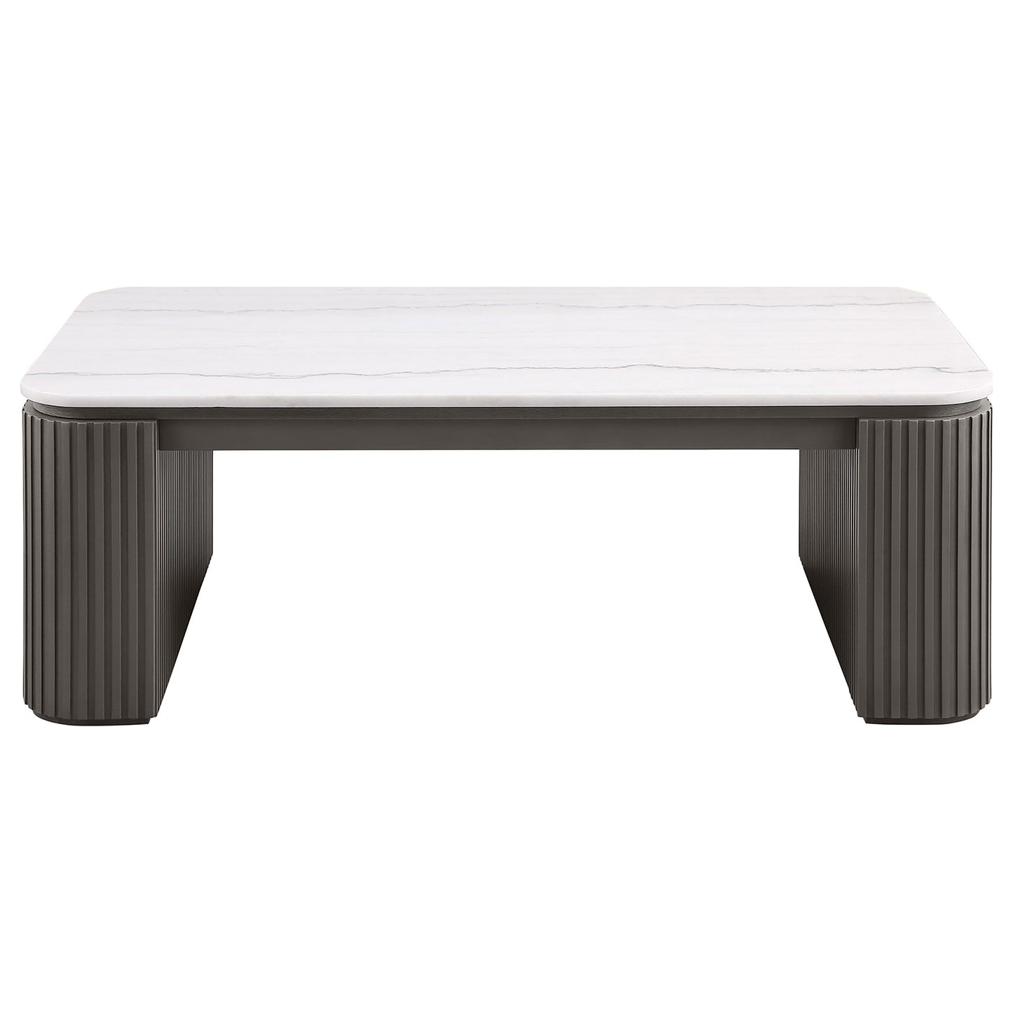 Lior 3-Piece Rectangular Marble Top Coffee and End Table Set Charcoal