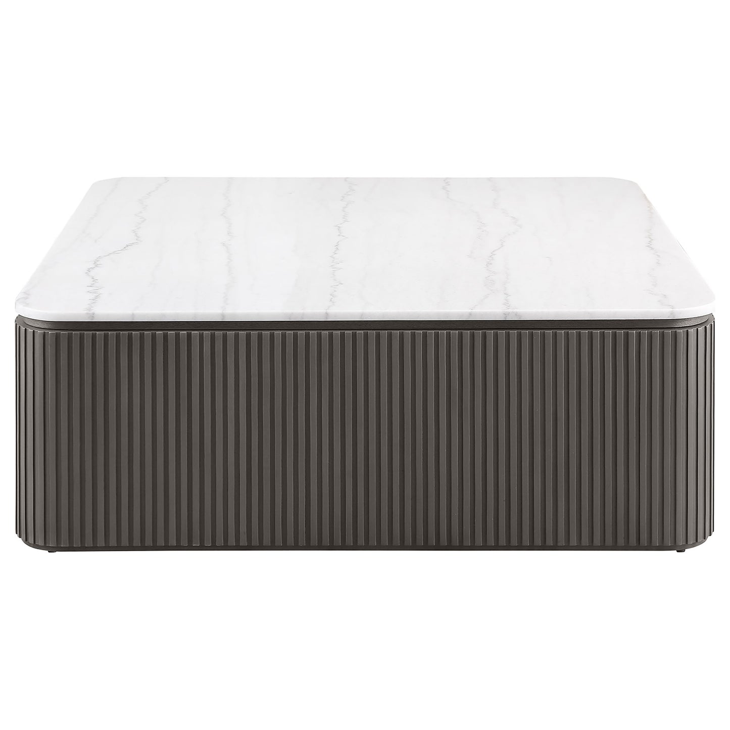 Lior 2-Piece Square Marble Top Coffee and End Table Set Charcoal