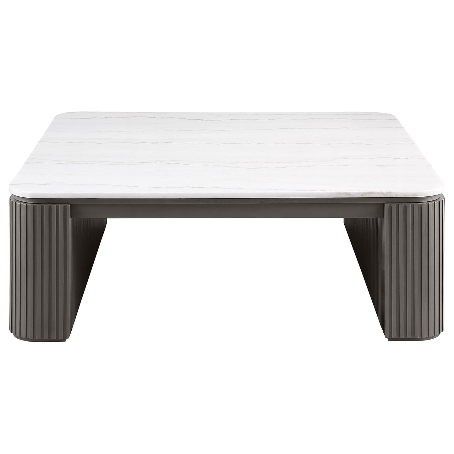Lior 3-Piece Square Marble Top Coffee and End Table Set Charcoal