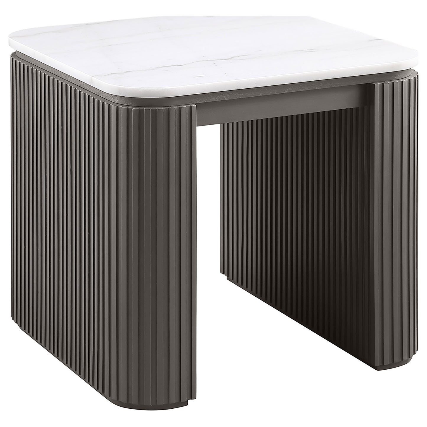 Lior 3-Piece Square Marble Top Coffee and End Table Set Charcoal