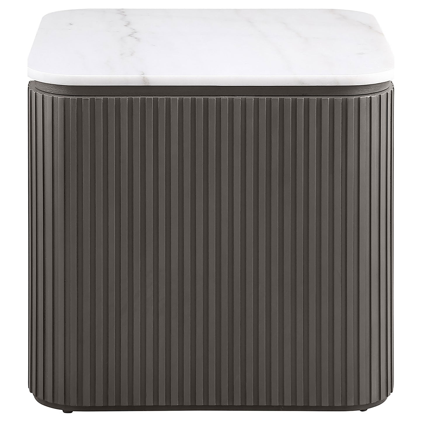 Lior 3-Piece Square Marble Top Coffee and End Table Set Charcoal