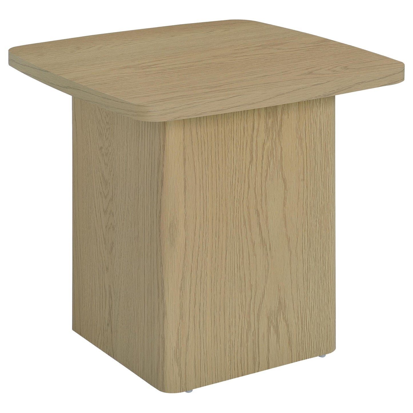 Fraser Transitional Square Pedestal End Table in Greige