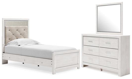 Altyra Twin Panel Bed with Mirrored Dresser