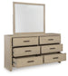 Calmoro Queen Bookcase Bed with Mirrored Dresser and Nightstand