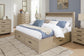 Calmoro Queen Bookcase Bed with Mirrored Dresser and Nightstand