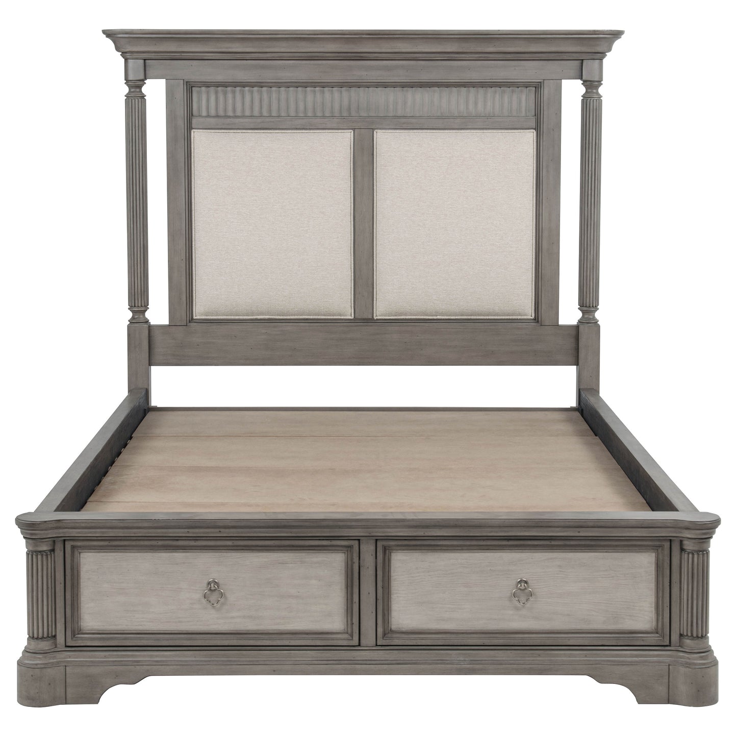 Cresswell Queen Upholstered Storage Platform Bed Weathered Taupe