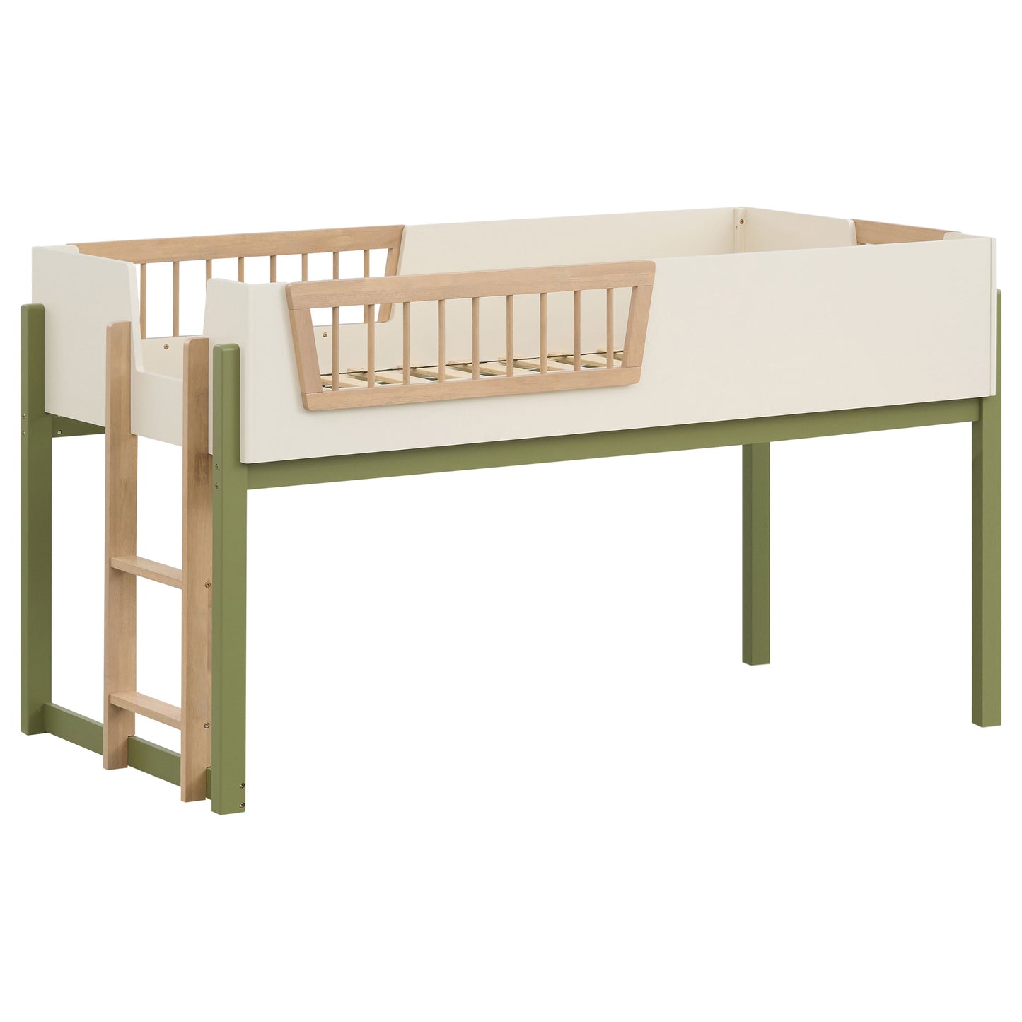 Evren Twin Storage Loft Bed 4-piece Set with Chest and Bookcases Tri-Tone