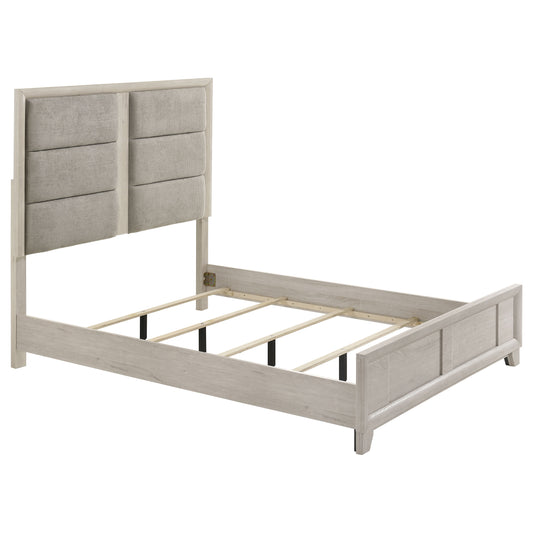 Farre Queen Upholstered Panel Bed Washed Grey