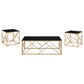 Comisso Contemporary 3-Piece Tempered Glass Coffee Table Set Gold