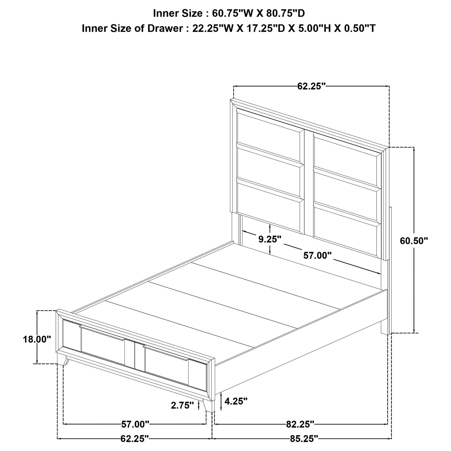 Farre Queen Upholstered Storage Platform Bed Dark Brown
