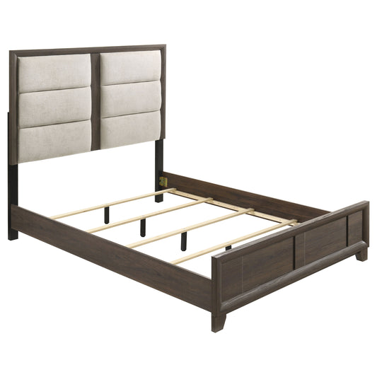 Farre Queen Upholstered Panel Bed Dark Brown