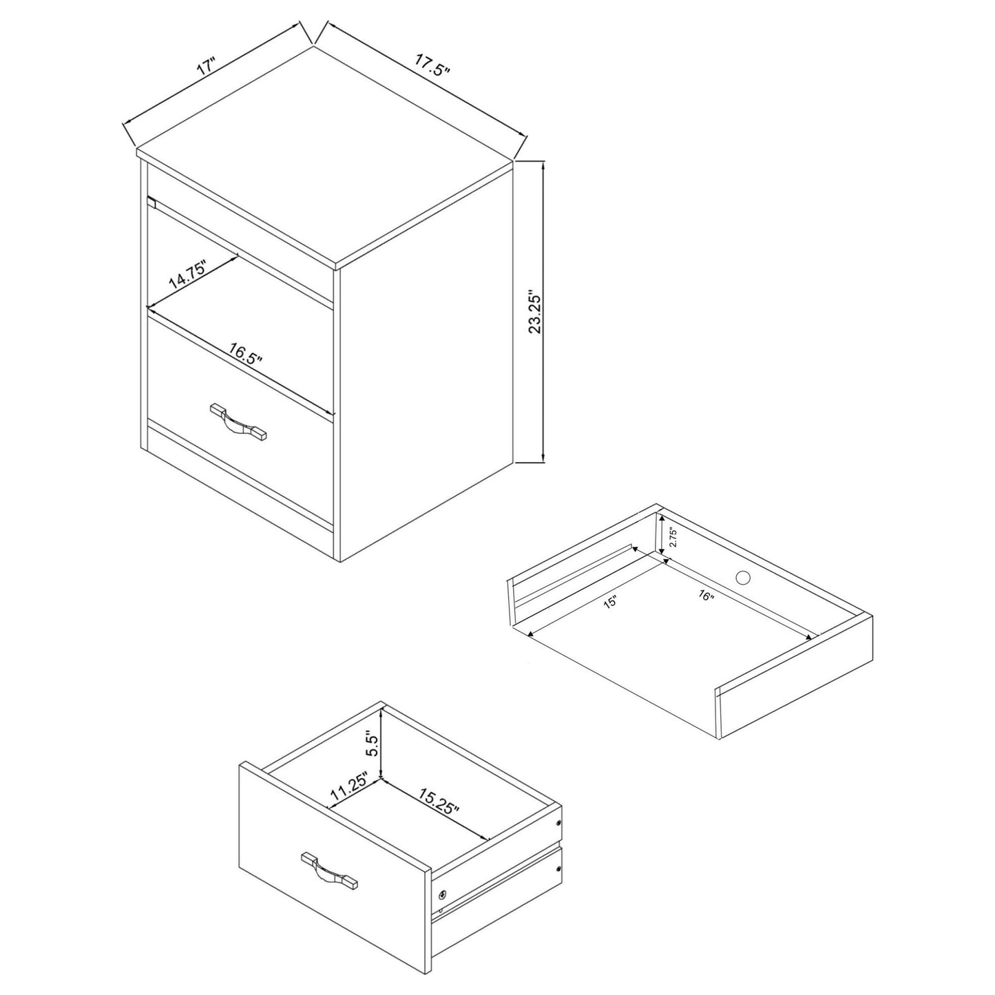 Fabre 1-drawer Extendable Top Nightstand Bedside Table Mango