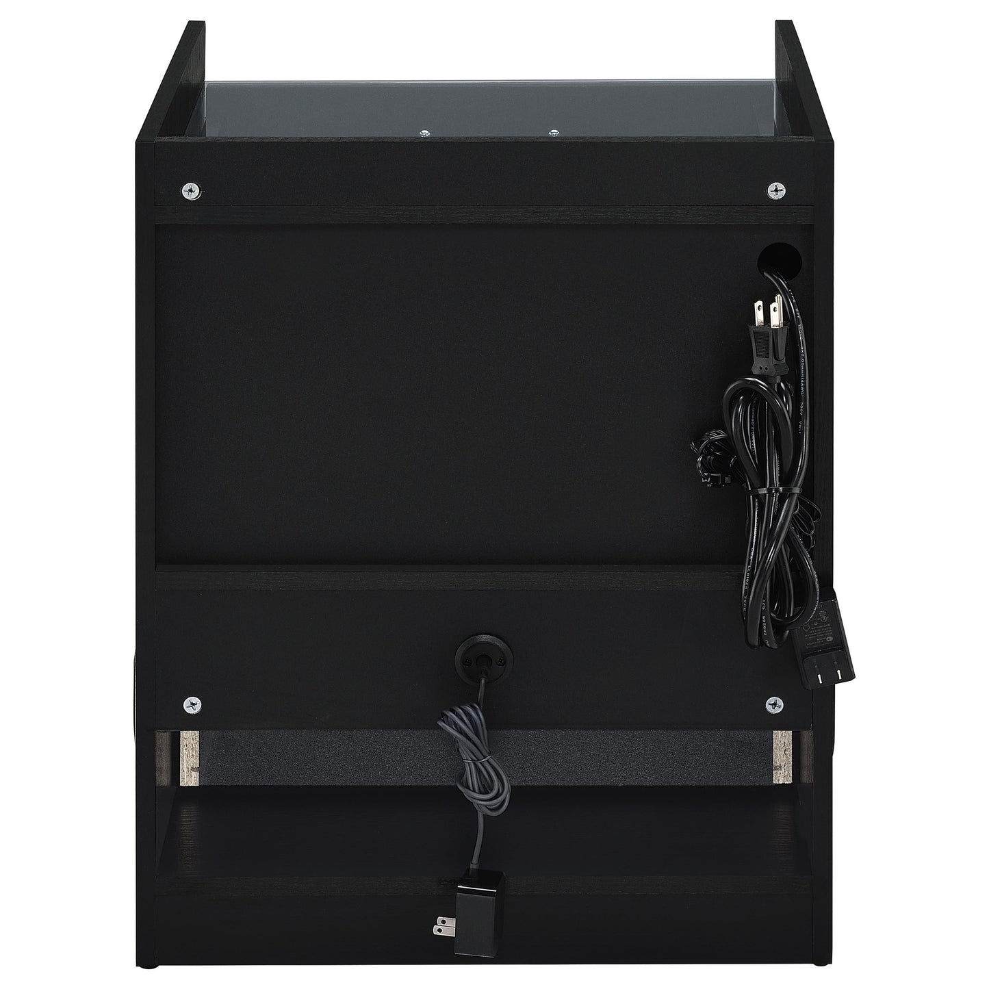 Furda 2-drawer LED Nightstand Bedside Table with Speaker Black Ash