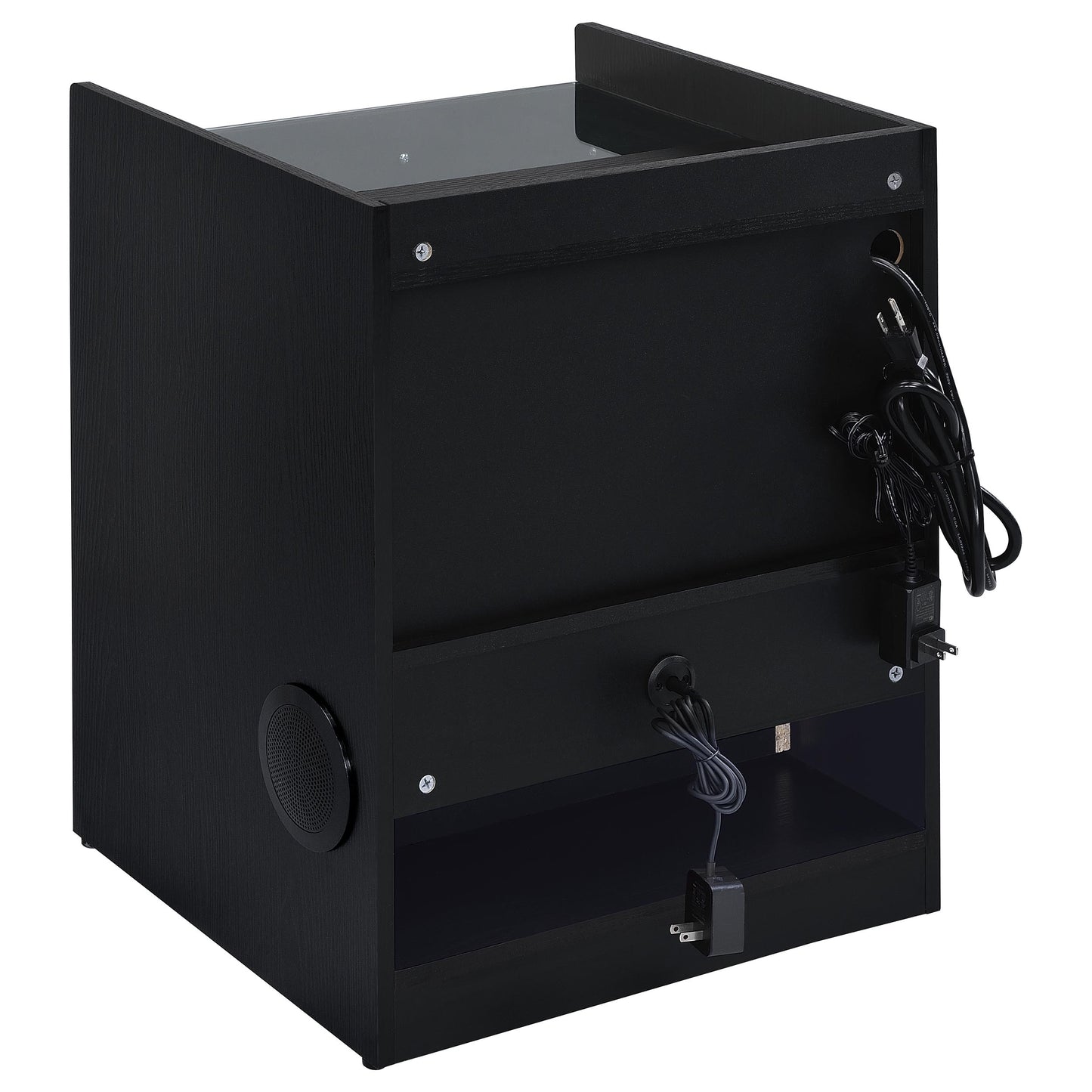 Furda 2-drawer LED Nightstand Bedside Table with Speaker Black Ash