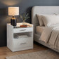 Furda 2-drawer LED Nightstand Bedside Table with Speaker White High Gloss