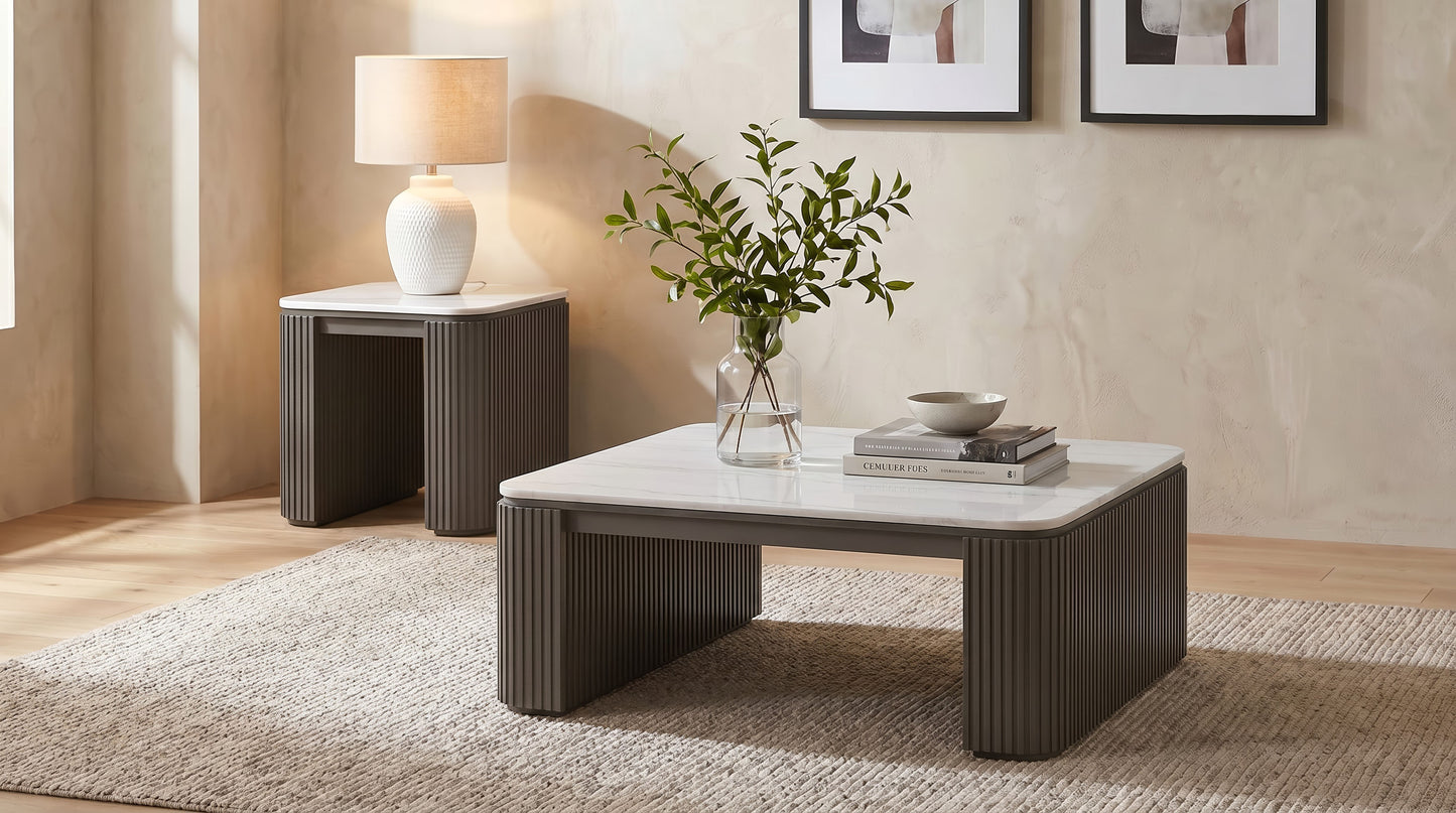 Lior Square Marble Top Coffee Table Charcoal