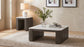 Lior 2-Piece Square Marble Top Coffee and End Table Set Charcoal