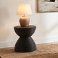 Macedo Round Ribbed Rattan Drum End Table Black