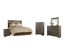 Load image into Gallery viewer, Juararo Queen Panel Headboard with Mirrored Dresser, Chest and Nightstand

