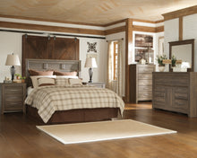 Load image into Gallery viewer, Juararo Queen Panel Headboard with Mirrored Dresser, Chest and Nightstand

