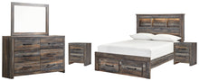 Load image into Gallery viewer, Drystan Full Bookcase Bed with 2 Storage Drawers with Mirrored Dresser and 2 Nightstands
