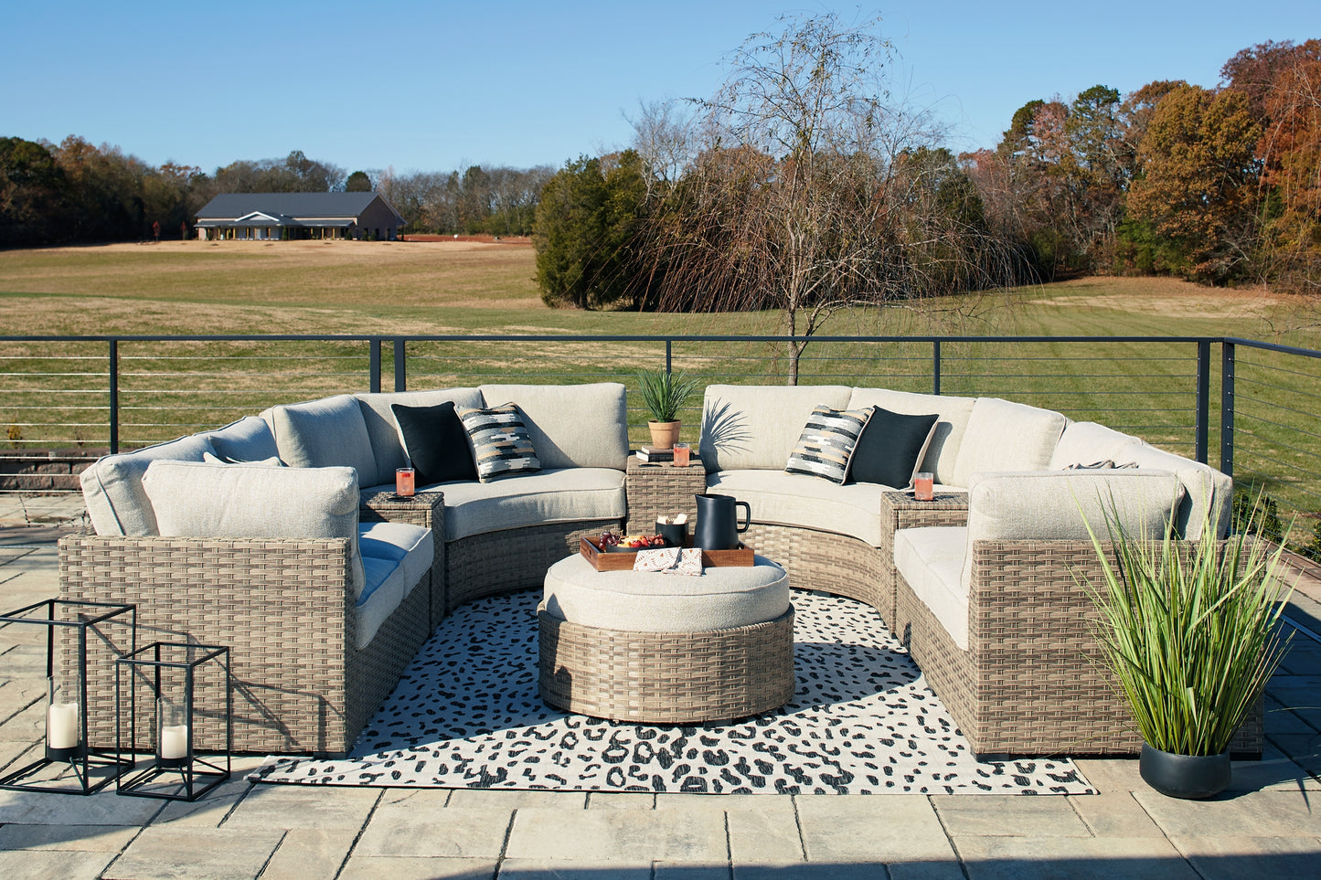 Calworth Outdoor 9-Piece Sectional with Ottoman