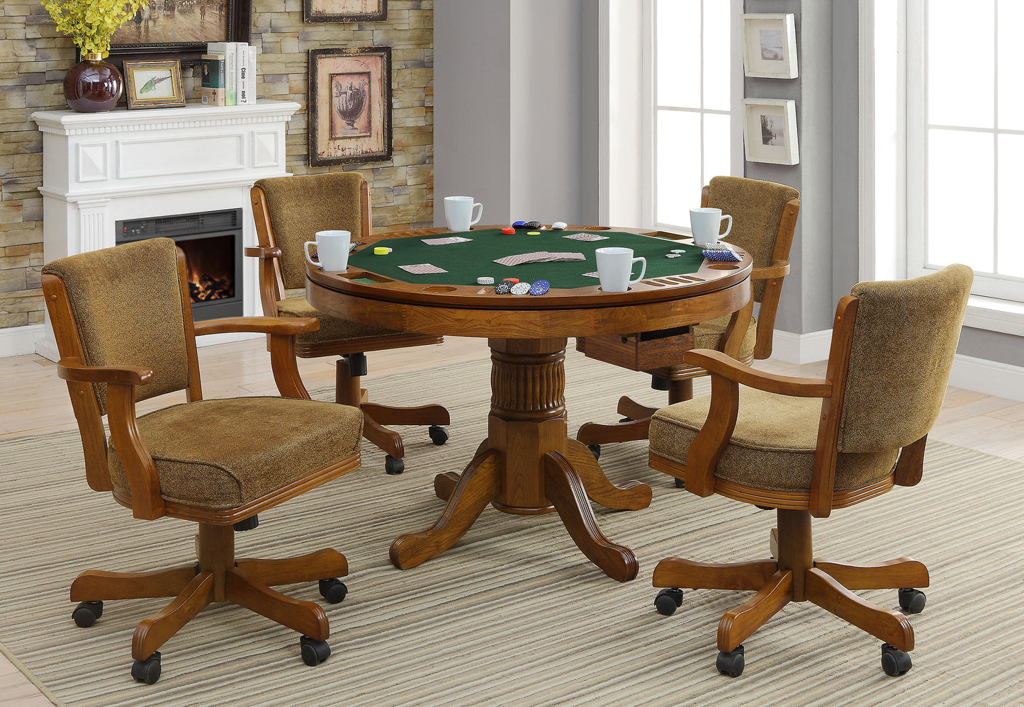 Mitchell 5-piece Game Table Set Amber and Brown
