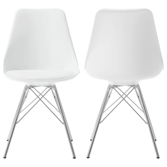 Juniper Armless Dining Chairs White and Chrome (Set of 2)