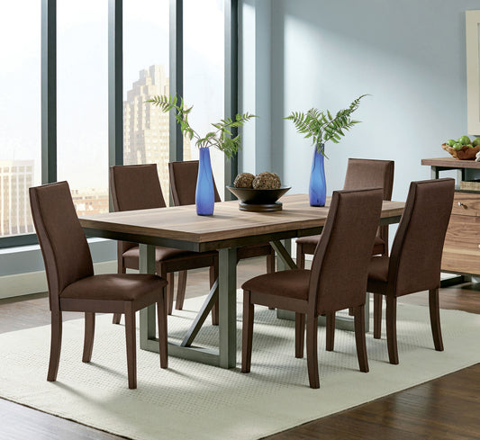 Spring Creek 7-piece Dining Room Set Natural Walnut and Chocolate Brown