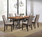 Spring Creek 7-piece Dining Room Set Natural Walnut and Taupe