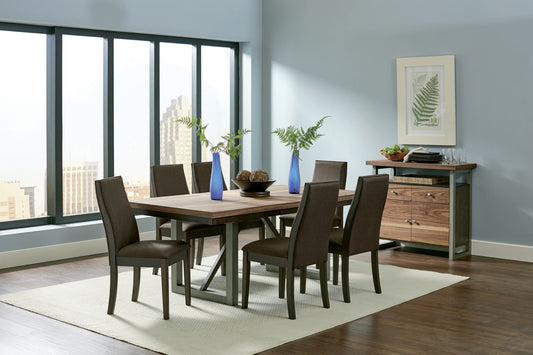 Spring Creek 7-piece Dining Room Set Natural Walnut and Taupe