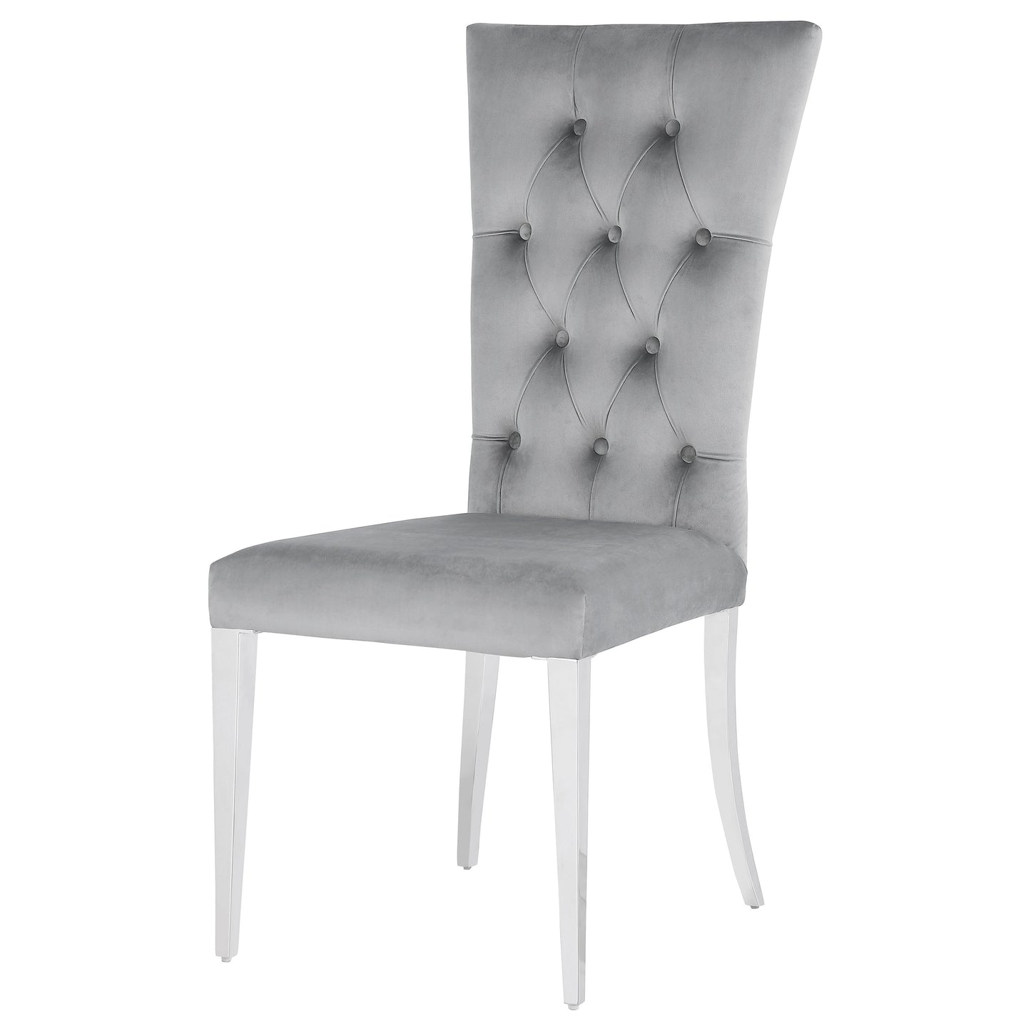 Kerwin Tufted Upholstered Side Chair (Set of 2) Grey and Chrome