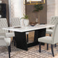 Sherry Trestle Base Marble Top Dining Table Espresso and White