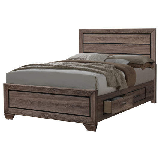 Kauffman Wood Eastern King Storage Panel Bed Washed Taupe