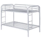 Morgan Metal Twin Over Twin Bunk Bed Silver