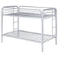Morgan Metal Twin Over Twin Bunk Bed Silver