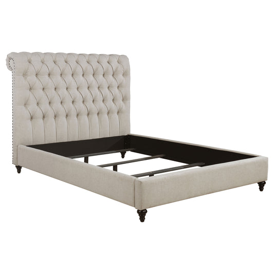 Devon Upholstered California King Panel Bed Beige