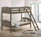 Flynn Wood Twin Over Twin Bunk Bed Weathered Brown