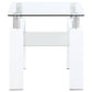 Dyer Square Glass Top End Table With Shelf White