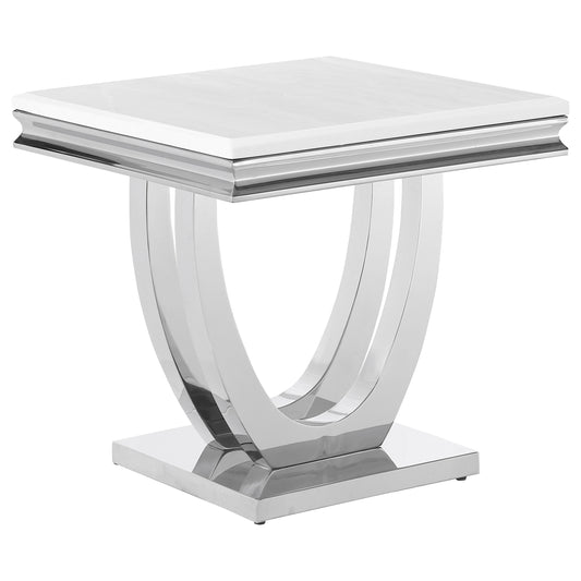 Kerwin U-base Square End Table White and Chrome