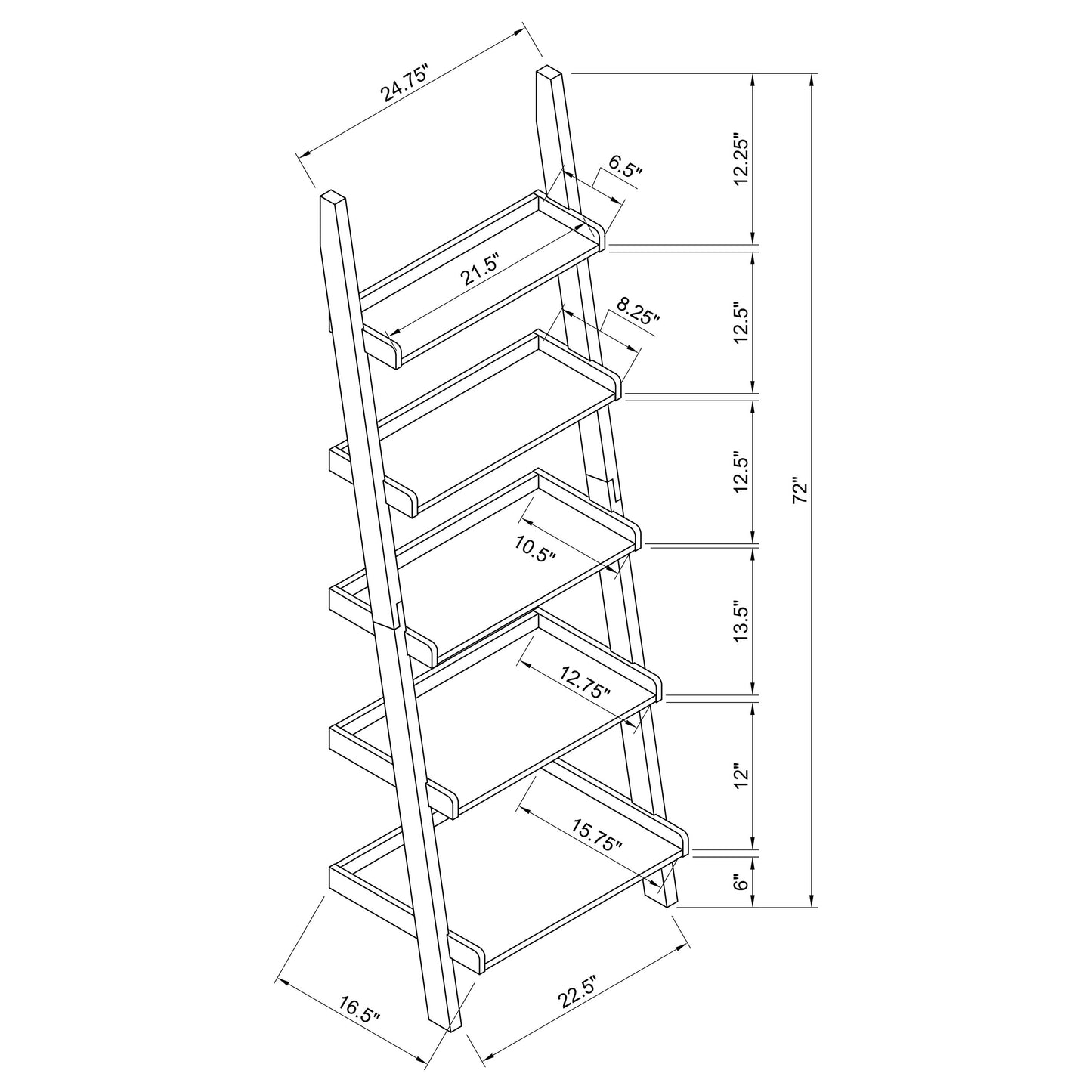 Colella 5-shelf Ladder Bookcase Cappuccino