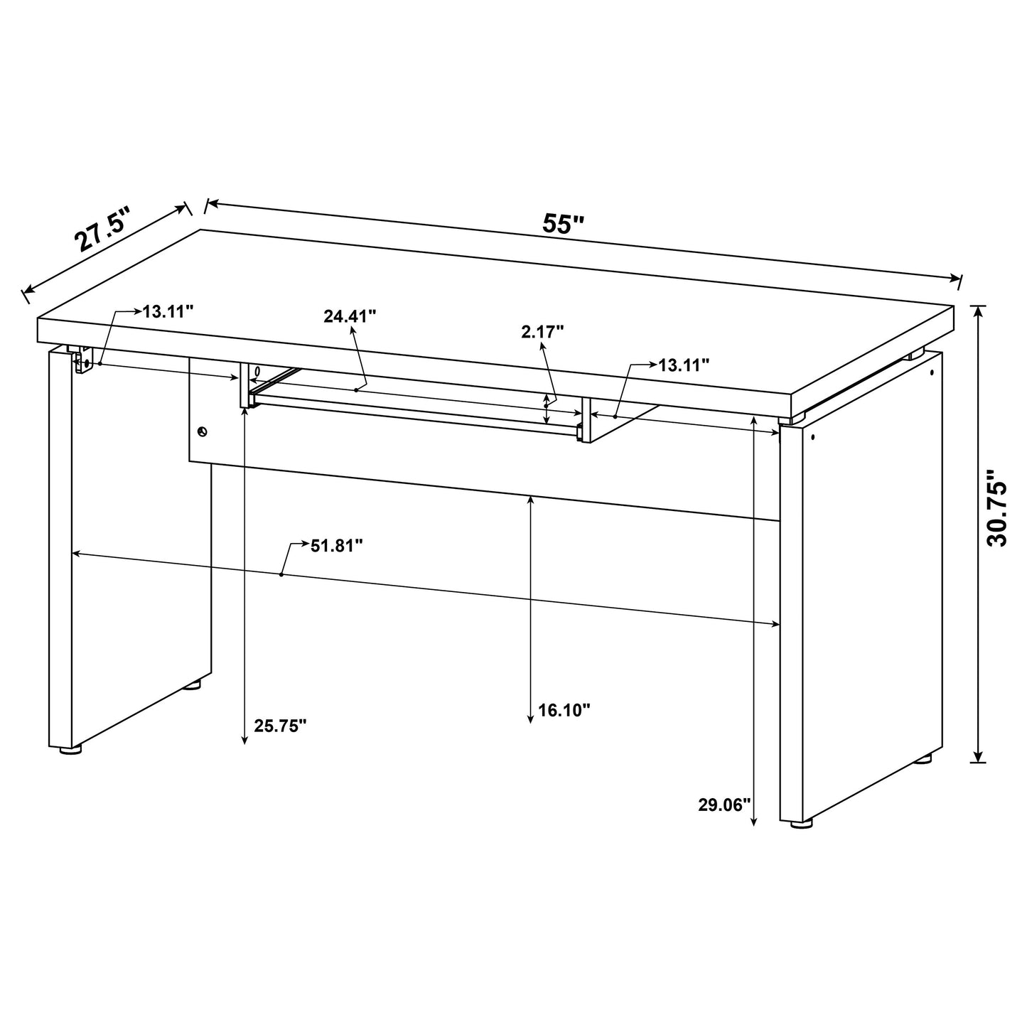 Skylar Computer Desk with Keyboard Drawer Cappuccino