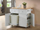 Jalen 3-door Kitchen Cart with Casters Natural Brown and White
