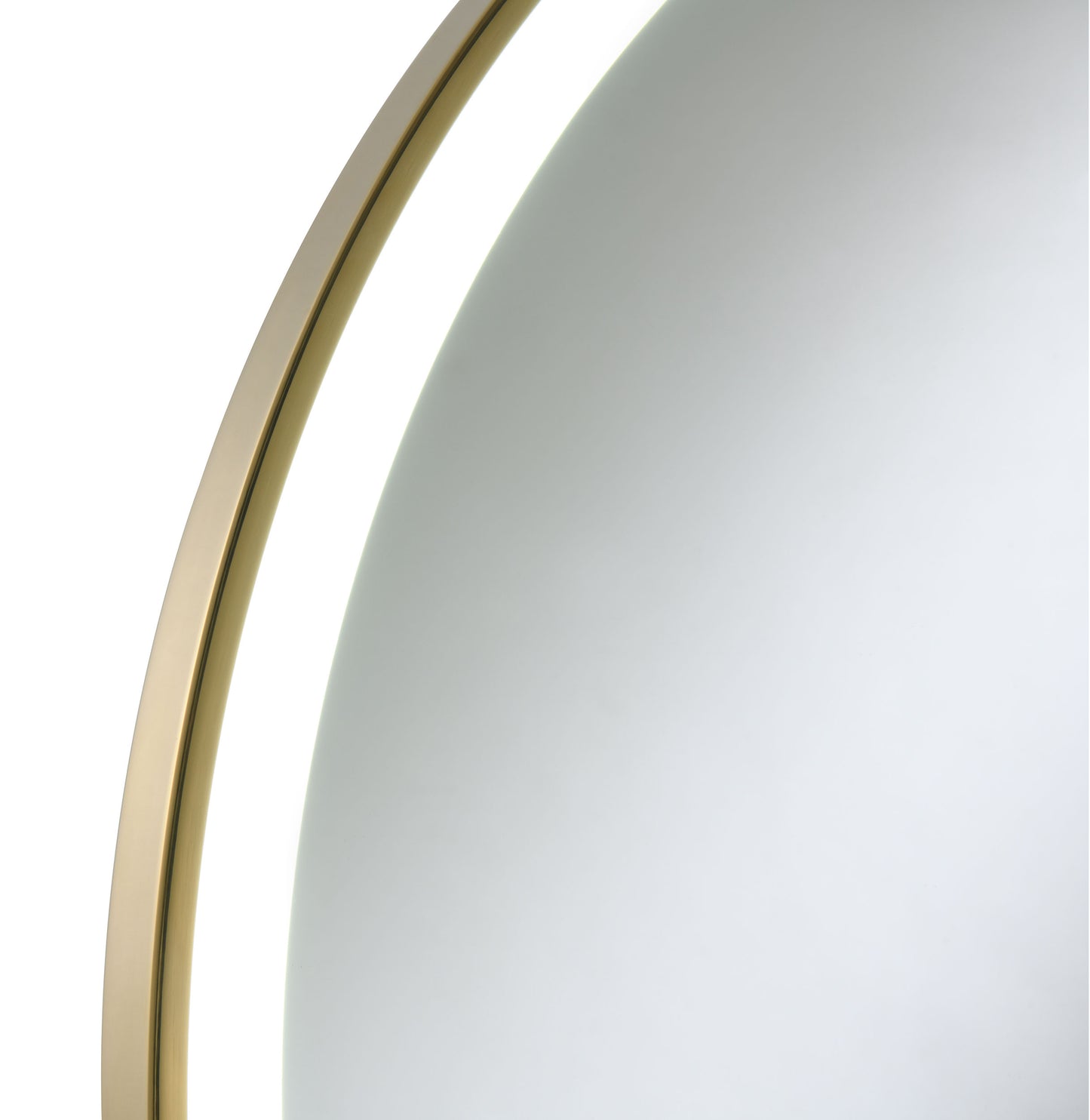 Jocelyn Round Table Top LED Vanity Mirror White Marble Base Gold Frame